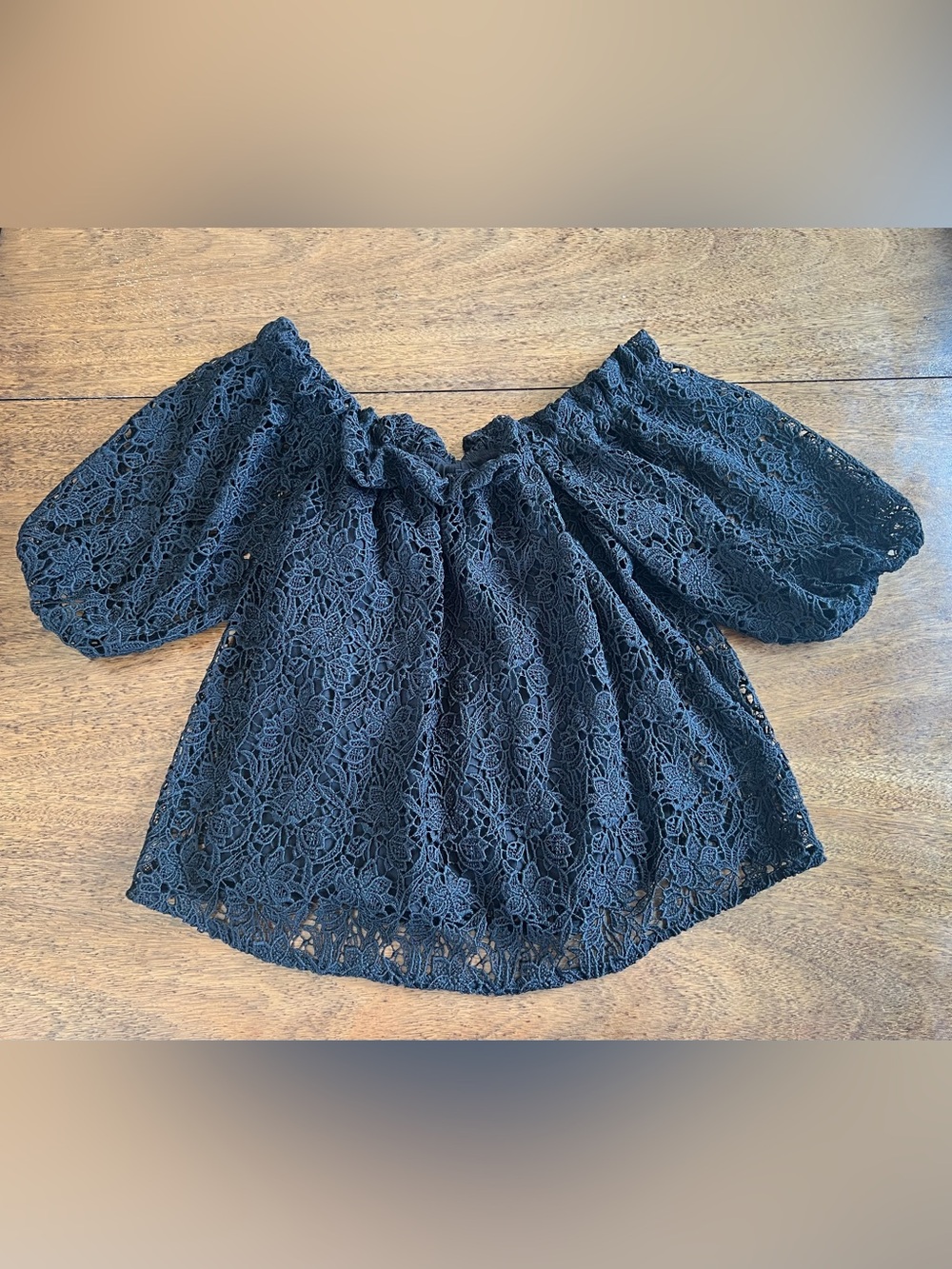 NWT Anthropologie Maeve Black Lace Off Shoulder Blouse Size Small